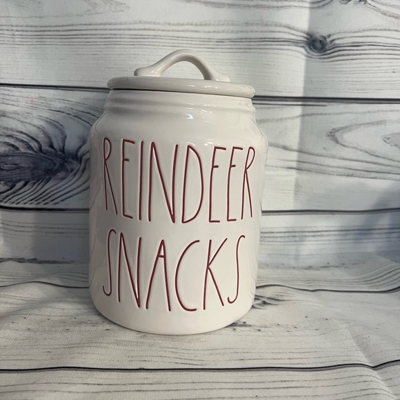 Rae Dunn Other New Rae Dunn Flat Lid Medium Reindeer Snacks Canister Poshmark